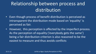 Importance of local equity perceptions in PES