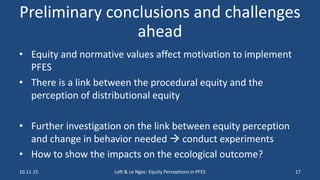 Importance of local equity perceptions in PES