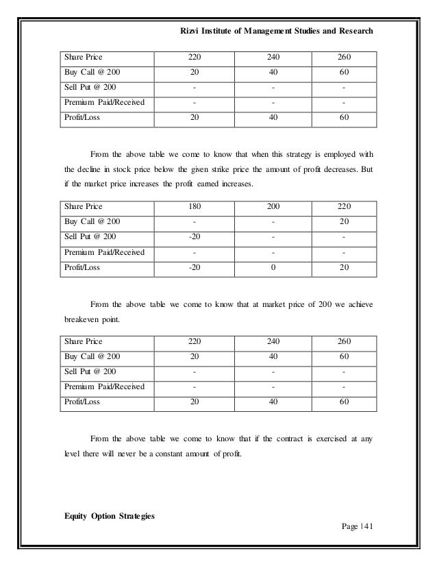 Equity options strategies