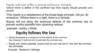 Equity law ,its development and maxims presentation | PDF