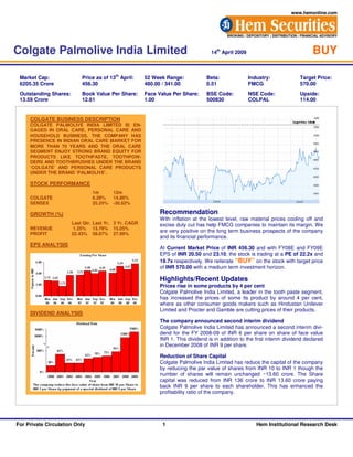 Colgate Distribution Equity Research Of Colgate Palmolive Imppppppp | PDF