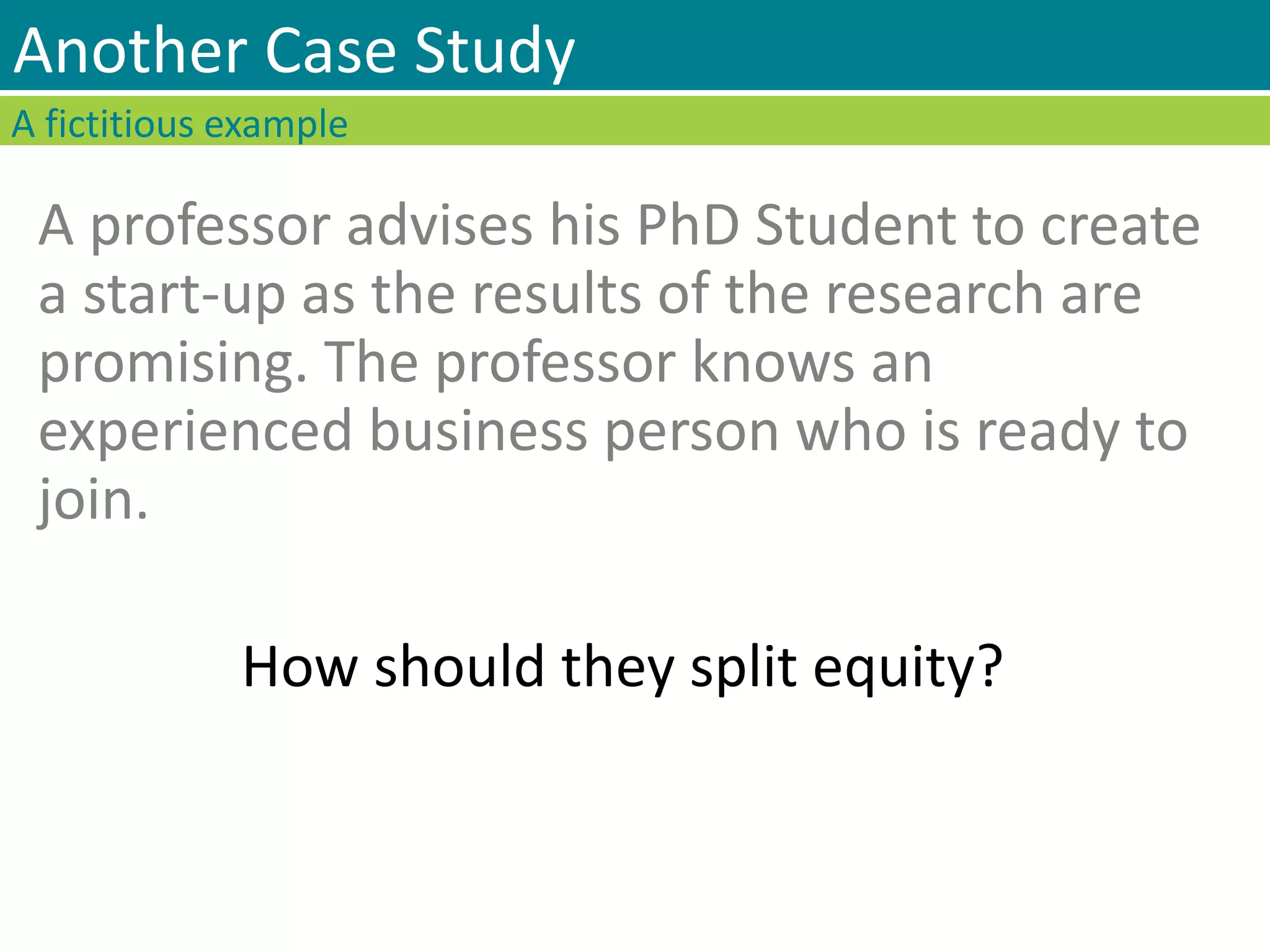 Startup Equity Split Study - Hervé Lebret | PPT