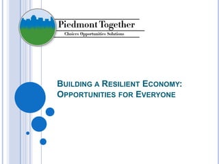 BUILDING A RESILIENT ECONOMY:
OPPORTUNITIES FOR EVERYONE
 