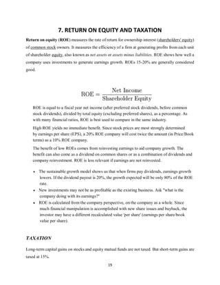 Stock Price Roe Equity or Shares or Stock | PDF