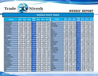 WEEKLY REPORT
16TH DEC– 20TH DEC
WEEKLY PIVOT TABLE
 