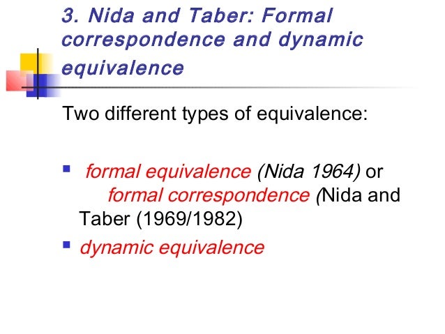 equivalencein translation formal correspondence