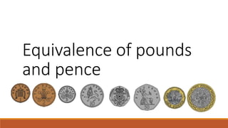 Equivalence of pounds
and pence
 