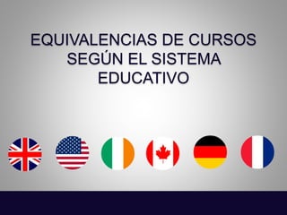 EQUIVALENCIAS DE CURSOS 
SEGÚN EL SISTEMA 
EDUCATIVO 
 