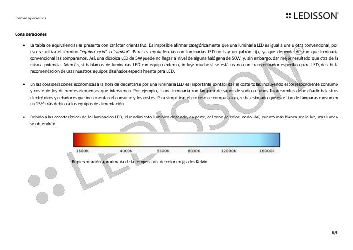 Equivalencias led