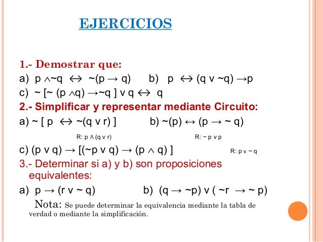 Equivalencias Logicas Y Simplificacion