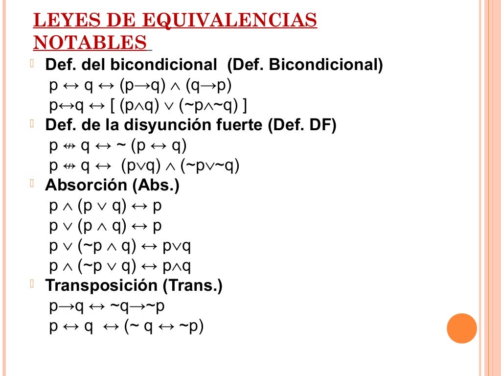 Equivalencias Lógicas Y Simplificación Equivalencias Lógicas Y Simplificación
