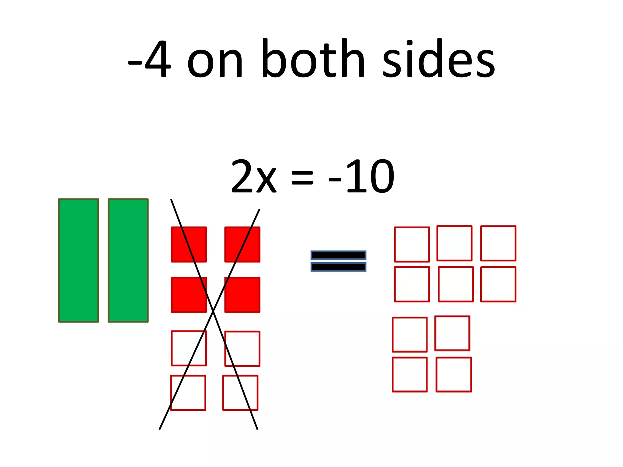 -4 on both sides2x = -10