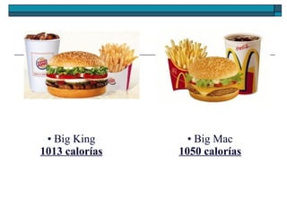 • Big King
1013 calorías

• Big Mac
1050 calorías

 