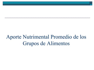 Aporte Nutrimental Promedio de los
Grupos de Alimentos

 