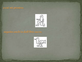 a cui mi prostro,




seguito anch'io dall'Ibis sacro,
 