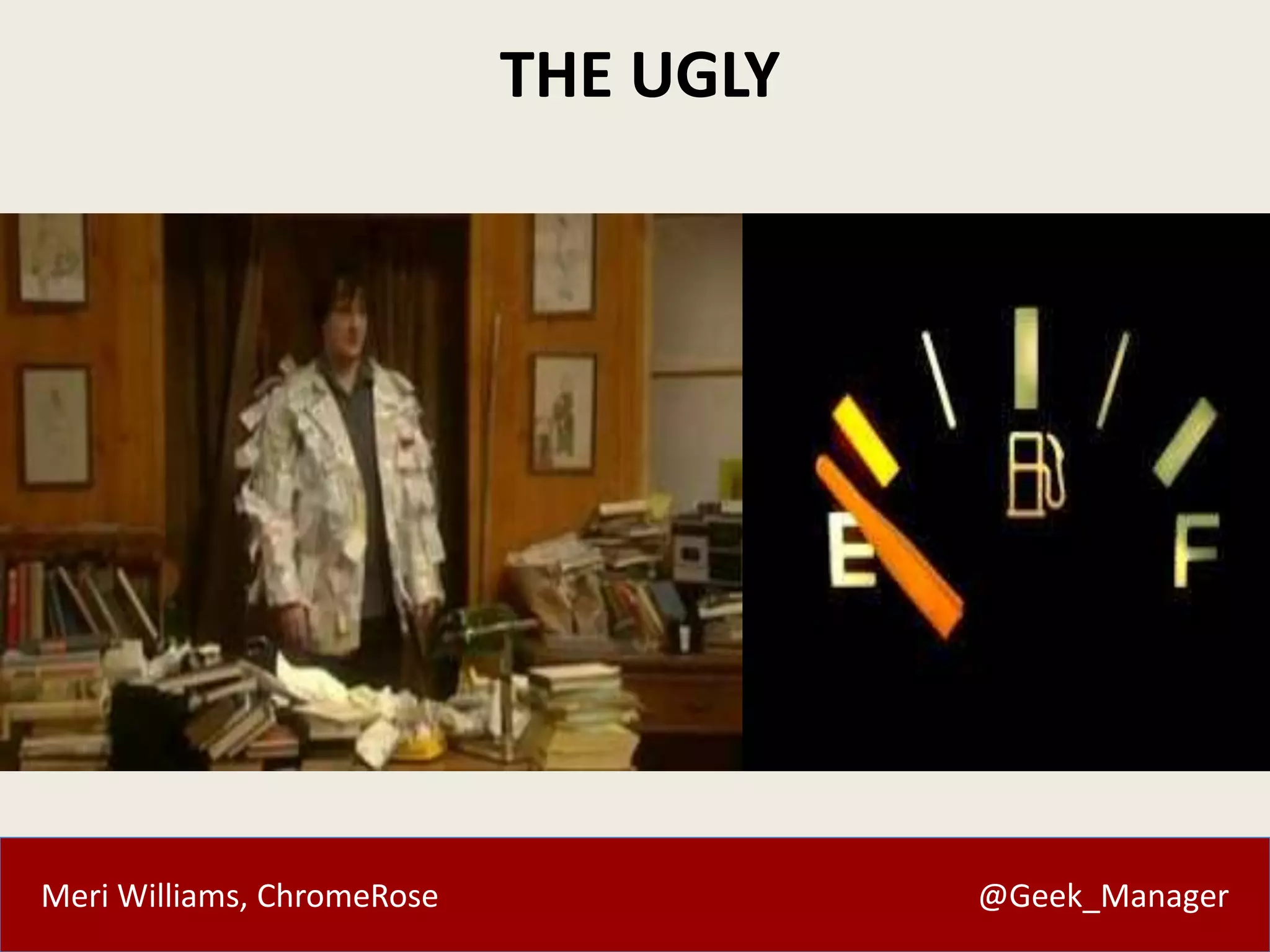 THE UGLY 
Meri Williams, ChromeRose @Geek_Manager 
 