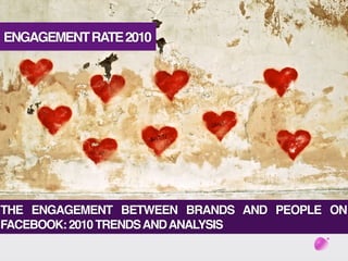 ENGAGEMENT RATE 2010




THE ENGAGEMENT BETWEEN BRANDS AND PEOPLE ON
FACEBOOK: 2010 TRENDS AND ANALYSIS
 