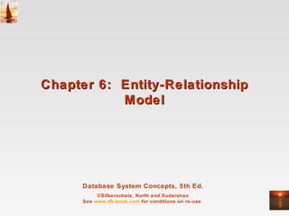 Chapter 6: Entity-Relationship
           Model




      Database System Concepts, 5th Ed.
           ©Silberschatz, Korth and Sudarshan
      See www.db-book.com for conditions on re-use
 