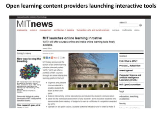 Open learning content providers launching interactive tools
 