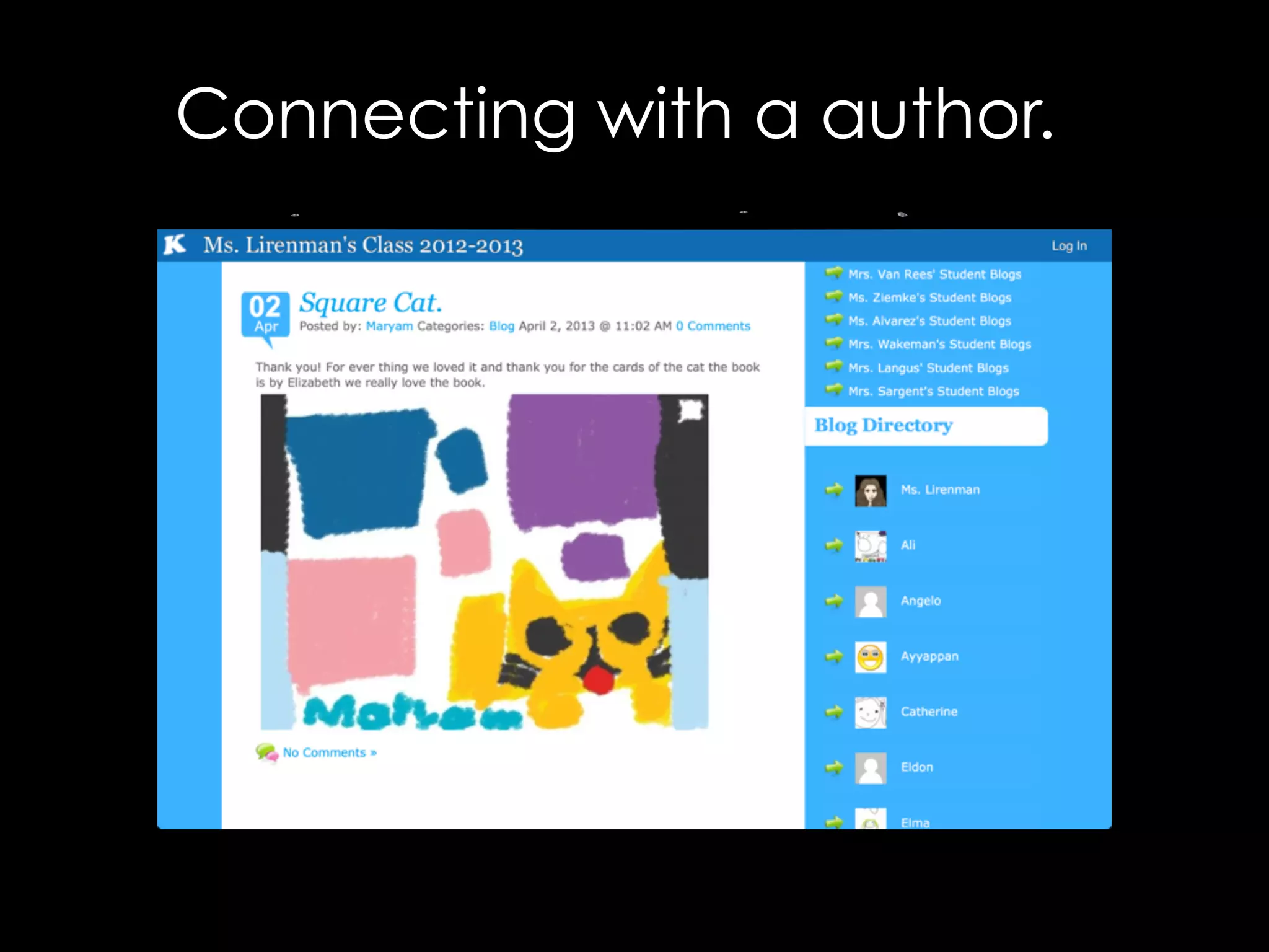 Connecting with a author. 
 