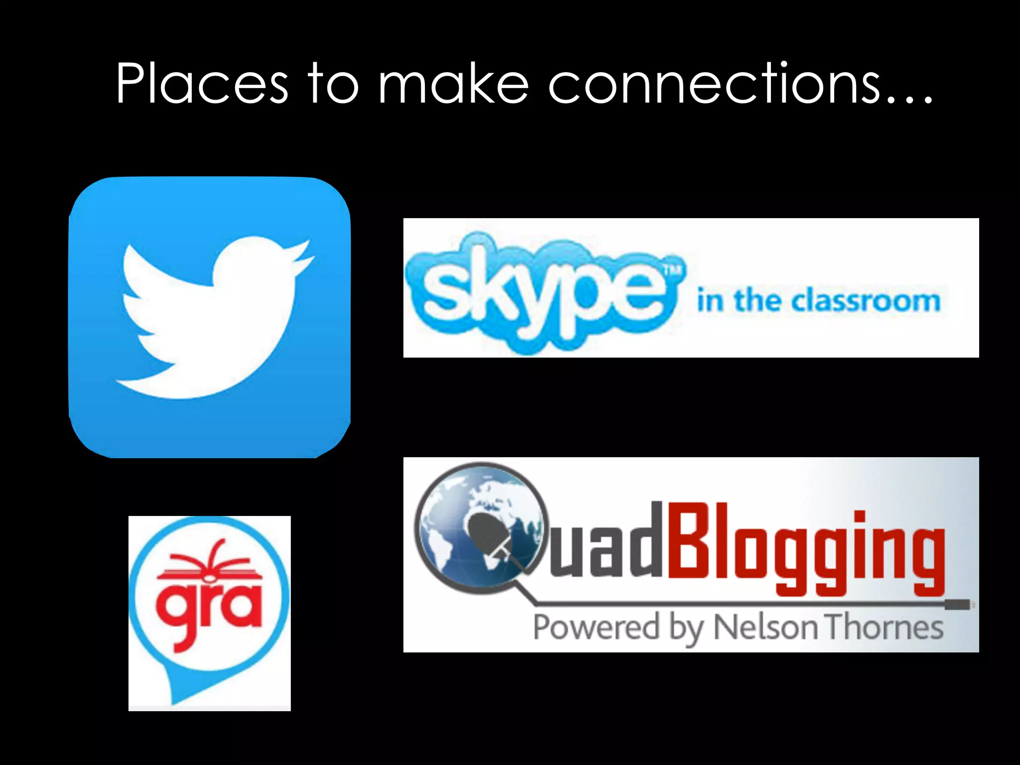 Places to make connections… 
 