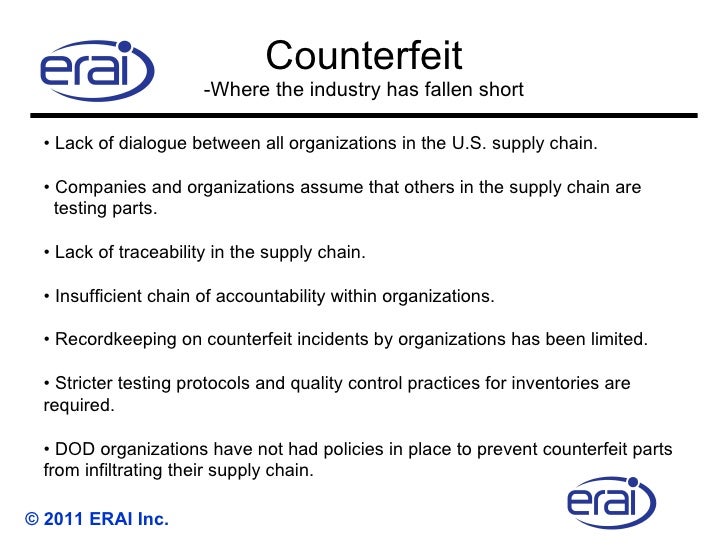 ERAI Counterfeit AwarenessAvoidance Training