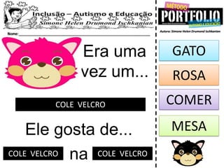 Era uma
vez um...
COLE VELCRO
Ele gosta de...
GATO
COMER
MESA
naCOLE VELCRO COLE VELCRO
ROSA
 