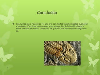 Conclusão


7

Concluímos que o Paleozóico foi uma era, com muitas transformações, evoluções
e mudanças. Existiram muitos seres vivos, mas no fim do Paleozóico houve a
maior extinção em massa, conhecida, em que 95% dos seres vivos extinguiramse.

 