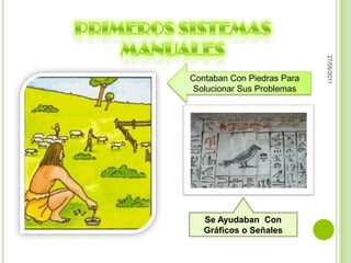 27/05/2011
Contaban Con Piedras Para
Solucionar Sus Problemas




   Se Ayudaban Con
   Gráficos o Señales
 