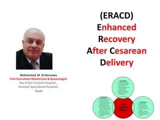 (ERACD)
Enhanced
Recovery
After Cesarean
Delivery
Muhammad M Al Hennawy
First Consultant Obstetrician & Gynacologist
Ras El Bar Central Hospital ,
Dumyat Specialised Hospital ,
Egypt
 