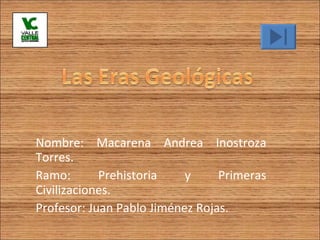 Nombre: Macarena Andrea Inostroza Torres. Ramo: Prehistoria y Primeras Civilizaciones. Profesor: Juan Pablo Jiménez Rojas. 