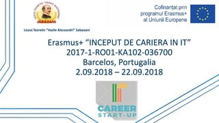 Erasmus+ “INCEPUT DE CARIERA IN IT”
2017-1-RO01-KA102-036700
Barcelos, Portugalia
2.09.2018 – 22.09.2018
Liceul Teoretic “Vasile Alecsandri” Sabaoani
 