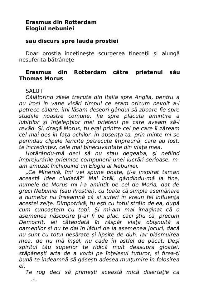 elogiul nebuniei