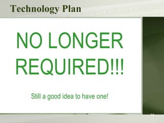 Technology Plan
NO LONGER
REQUIRED!!!
Still a good idea to have one!
34
 