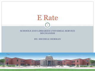 SCHOOLS AND LIBRARIES UNIVERSAL SERVICE MECHANISM BY: MICHELE HERMAN E Rate 