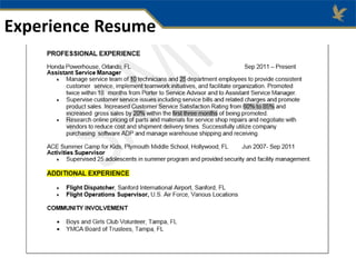 Experience Resume
 