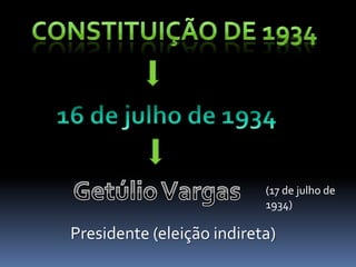(17 de julho de
                           1934)

Presidente (eleição indireta)
 