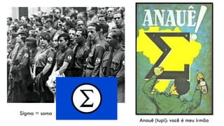 Sigma = soma
Anauê (tupi): você é meu irmão
 