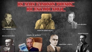 LUIS CARLOS PRESTES
ESCRITOR GORGE AMADO
OLGA BENÁRIO
GRACILIANO RAMOS
PLINIO SALGADO
RAQUEL DE QUEIROZ
MONTEIRO LOBATO
 
