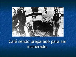Café sendo preparado para ser incinerado. 