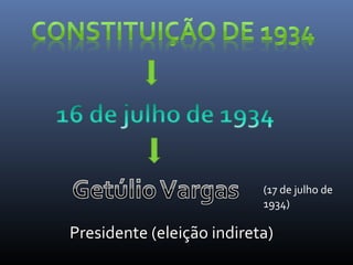 (17 de julho de
1934)

Presidente (eleição indireta)

 