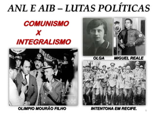 9
INTENTONA COMUNISTA
• A Intentona teve
forte impacto dentro
do Exército → ato de
traição interna →
início do expurgo dos
comunistas.
• Ao lado, Monumento
aos mortos na
Intentona Comunista,
na Praia Vermelha,
Rio de Janeiro.
 