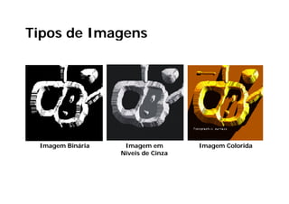 Tipos de Imagens




 Imagem Binária
    g              Imagem em
                        g           Imagem Colorida
                                       g
                  Níveis de Cinza
 