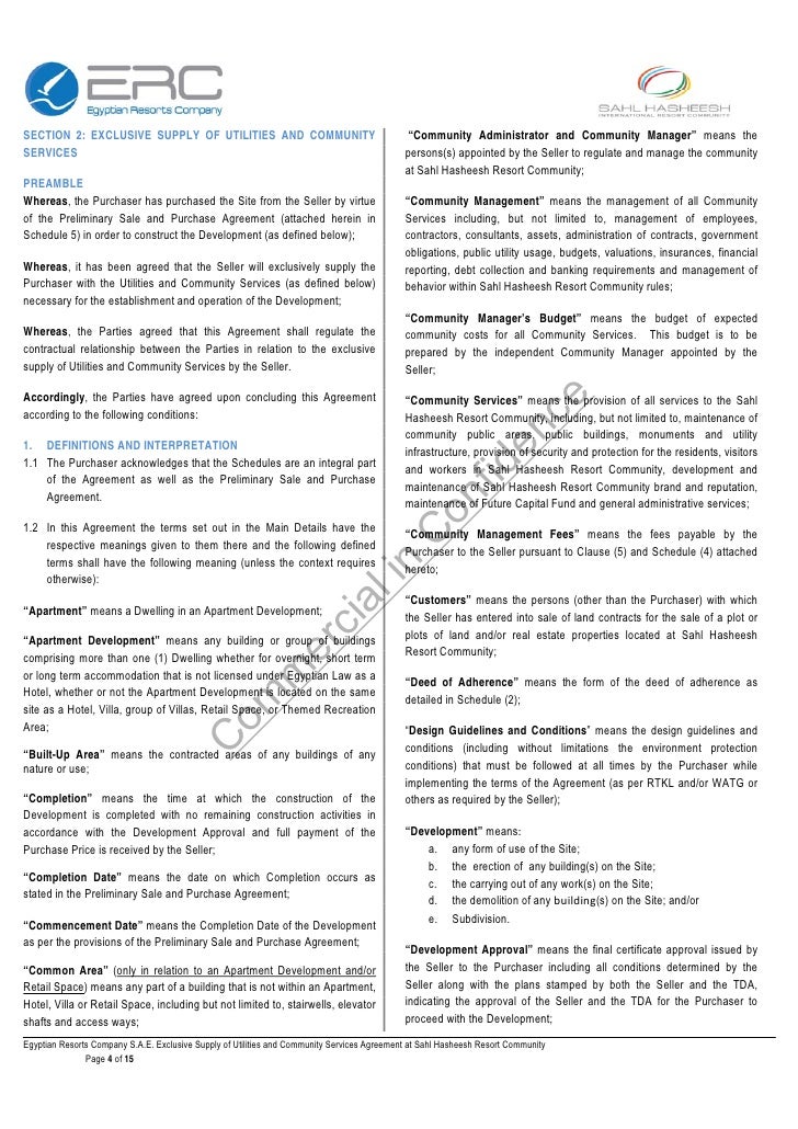 preliminary sale agreement template erc standard utilities supply agreement 439 preliminary sale agreement template erc standard utilities supply agreement 439