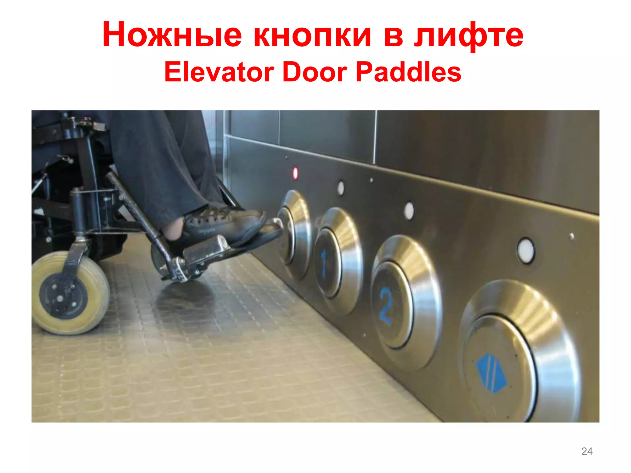 Ножные кнопки в лифте
Elevator Door Paddles
24
 