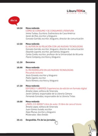 Programa completo do LiburuTekia de Bilbao (13 e 14 de novembro)