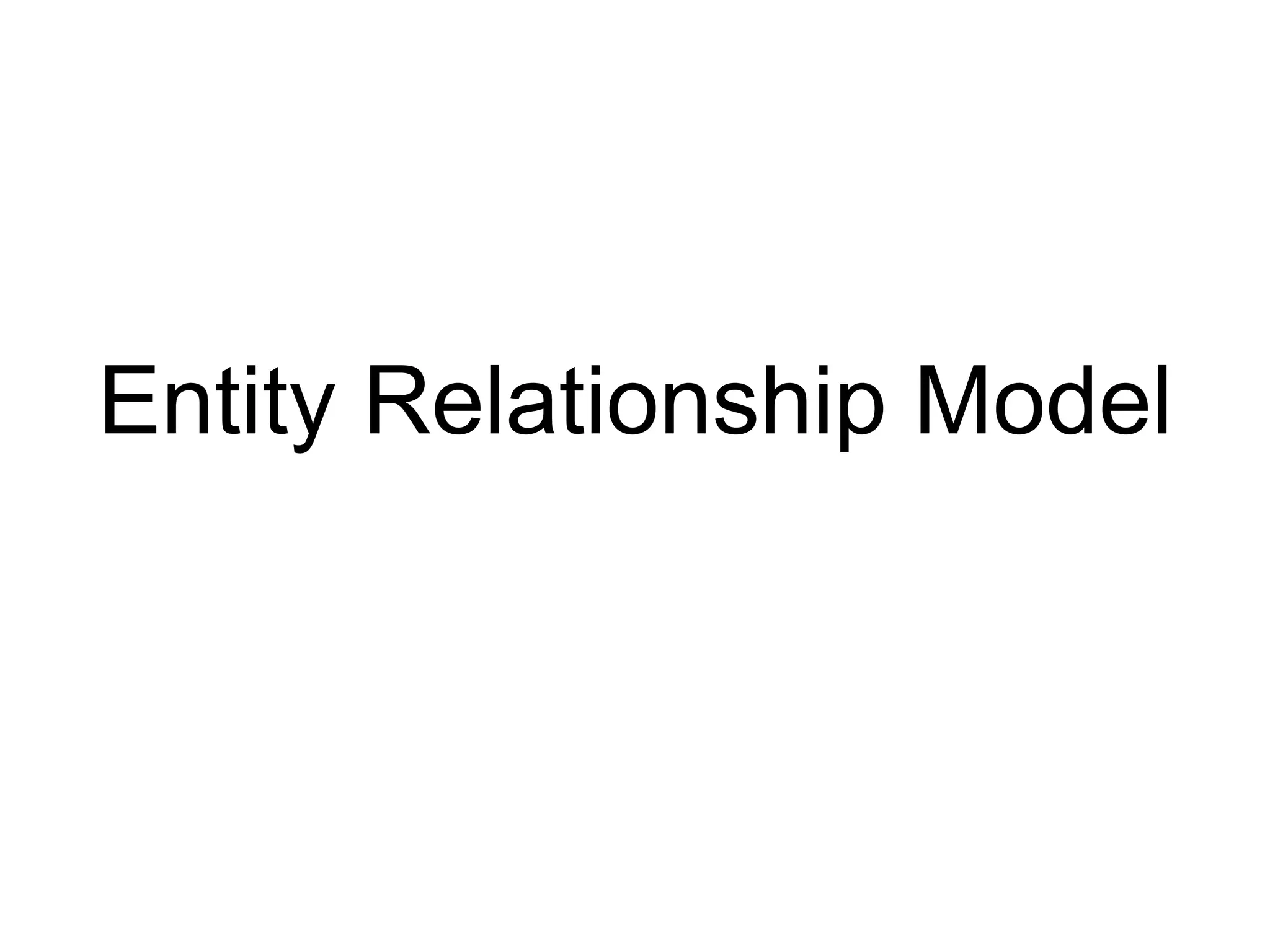 Entity Relationship Model
 