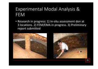 ǆƉĞƌŝŵĞŶƚĂů DŽĚĂů ŶĂůǇƐŝƐ Θ
D
• ZĞƐĞĂƌĐŚ ŝŶ ƉƌŽŐƌĞƐƐ͗ ϭͿ /ŶͲƐŝƚƵ ĂƐƐĞƐƐŵĞŶƚ ĚŽŶ Ăƚ
ϯ ůŽĐĂƚŝŽŶƐ͘ ϮͿ DͬD ŝŶ ƉƌŽŐƌĞƐƐ͘ ϯͿ WƌĞůŝŵŝŶĂƌǇ
ƌĞƉŽƌƚ ƐƵďŵŝƚƚĞĚ
ϯϱ
 