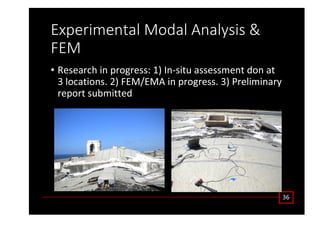 ǆƉĞƌŝŵĞŶƚĂů DŽĚĂů ŶĂůǇƐŝƐ Θ
D
• ZĞƐĞĂƌĐŚ ŝŶ ƉƌŽŐƌĞƐƐ͗ ϭͿ /ŶͲƐŝƚƵ ĂƐƐĞƐƐŵĞŶƚ ĚŽŶ Ăƚ
ϯ ůŽĐĂƚŝŽŶƐ͘ ϮͿ DͬD ŝŶ ƉƌŽŐƌĞƐƐ͘ ϯͿ WƌĞůŝŵŝŶĂƌǇ
ƌĞƉŽƌƚ ƐƵďŵŝƚƚĞĚ
ϯϲ
 