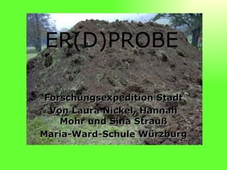 ER(D)PROBE Forschungsexpedition Stadt Von Laura Nickel, Hannah Mohr und Sina Strauß Maria-Ward-Schule Würzburg 